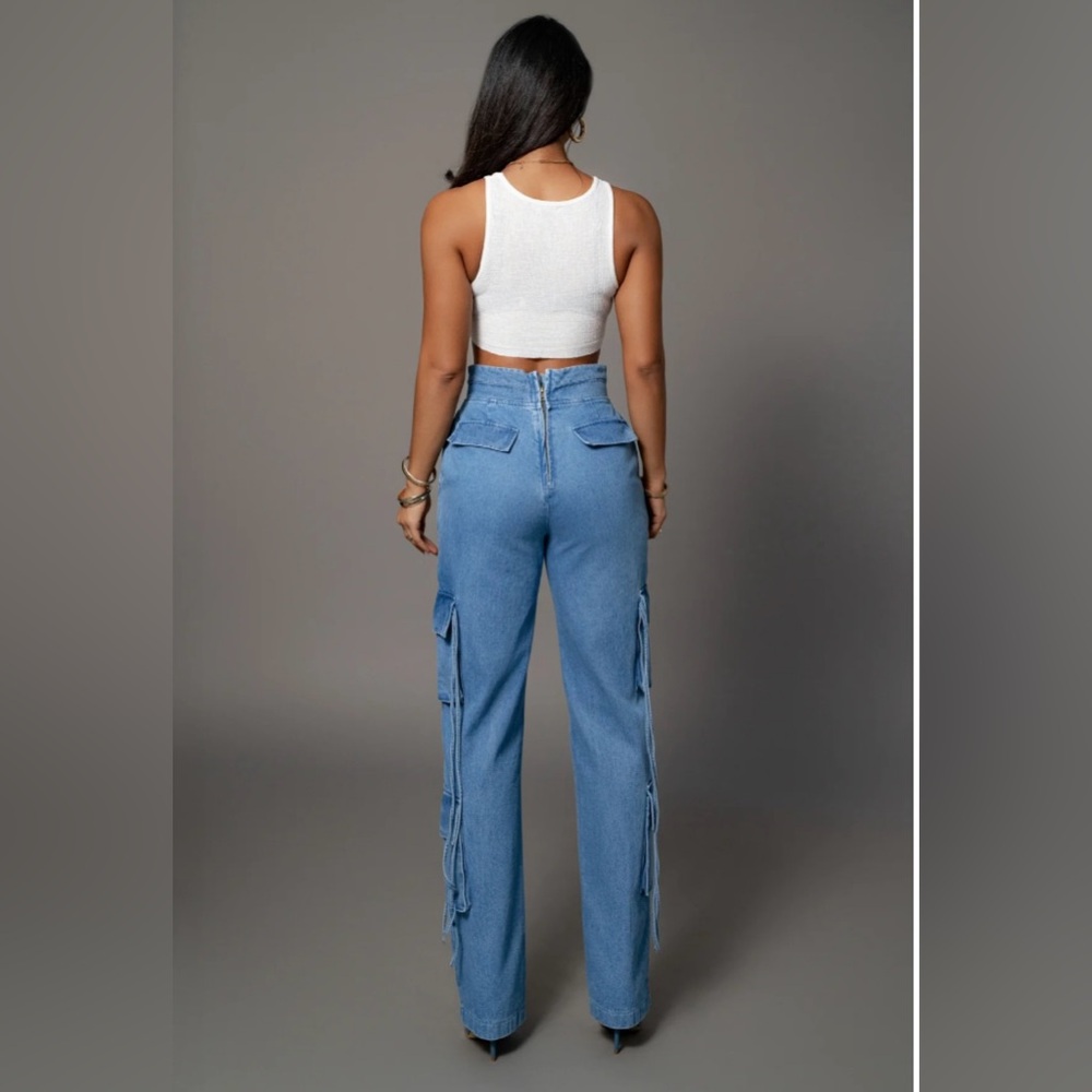 JLUXLABEL Jacinda denim utility pants - Picture 3 of 15